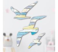 BSITSSS 3Pcs Wood Seagull Beach Wall Decor, DIY Nautical Decor, Beach Decorations Themed, Nautical Wall Art Ornaments, Coastal WallArt for Home Bedroom Living Room