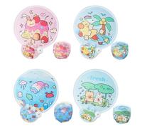 BSITSSS 4 PCS Cartoon Hand Fan Folding, Round Folding Fan, Foldable Round Fans, Portable Summer Handheld Foldable Fans with Case Beautiful Patterns For Wedding Party Home Decor Personal Decoration