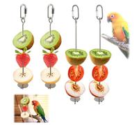 BSITSSS 4 PCS Parrot Skewer Feeder, Stainless Steel Fruit Skewers Budgie Toys, Medium and Small Size Parrot Foraging Toy Bird Feeders Hanging for Vegetable Fruit Budgie Parakeet Cockatiel Cage