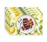 BSITSSS 4 PCS Placemats, Yellow Lemon Table Mats 30 x 45 cm, Summer Tables Place Mats for Seasonal Wedding Indoor Outdoor Home Holiday Party Kitchen Dining Table