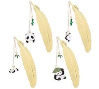 BSITSSS 4 Pcs Zinc Alloy Bookmark, Panda Design, Feather Metal Bookmarks for Women Gift