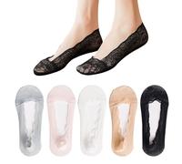 BSITSSS 5 Pairs Lace Boat Socks, Women Lace No Show Socks, Fashion Invisible Socks, Pop Socks Invisible Breathable, Non-Slip Lace Shoe Socks, Multicolor Foot Socks, Low Cut Liner Socks for Women Girls