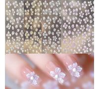 BSITSSS 5D Embossed Flowers Nail Stickers for Nail Art, Nails Sticker Decoration Accessories, Floral Nail Art Stickers, 4 Sheets Fashion Sticker Nails