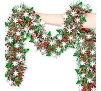 BSITSSS 5Pcs Christmas Tinsel, 2 Meters Multicoloured Shiny Tinsel Garland, Christmas TreeTinsel 9 cm Wide, ChristmasDecorationsTinsel for Xmas Tree Stairs Home Party Office Decoration