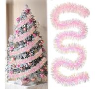 BSITSSS 5Pcs Christmas Tinsel, 2 Meters Pink Shiny Tinsel Garland, Christmas TreeTinsel 9 cm Wide, ChristmasDecorationsTinsel for Xmas Tree Stairs Home Party Office Decoration