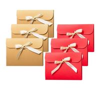 BSITSSS 6 Pieces Paper Envelopes with Coloured Ribbons, 24X18X0.6CM, Large Red, Gold Envelopes, Envelopes for Christmas, Thanksgiving, Party, Thank You Cards Wedding