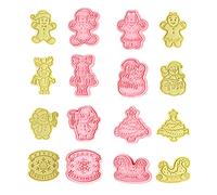 BSITSSS 8 Pcs Christmas Cookie Cutter Set, Christmas Cookie Cutters and Stamps Christmas Biscuit Cutters Cookie Stamp, Biscuit Stamp Cookie Cutters Various Shapes Christmas Cookies Cutter for Kids(C)