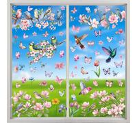 BSITSSS 9 Sheets Window Stickers Flower Bird, Butterflies Spring Window Clings, Static Glass Windows Decals for Spring Sunmmer Party Display Shop Office Supplies Home Decor