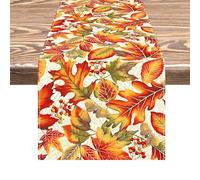 BSITSSS Autumn Table Runner 33 x 183 cm, Maple Leaf Table Runner Linen, Table Decor for Autumn Decorations Fall Harvest Seasonal Kitchen Dining Home Wedding Holiday Party Decor