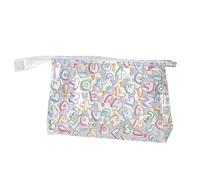 BSITSSS Clear Makeup Bag, Dazzling Letters Make Up Bag, Waterproof Cosmetics Bag Pencil Pouch for Students Exam Office Art School Supplies Women Girls Boys Cosmetic Toiletry Bag