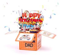 BSITSSS Fathers Day Card, 3D Best Dad Pop Up Card, Birthday Cards With Envelop Message Cards for Men Daddy Supper Dad Fathers Day