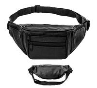 BSITSSS Genuine Leather Bum Bag, Waterproof Fanny Pack Waist Bag, Casual Travel Bumbag, Waist Packs as Travel Holiday Money Belt, Dog Walking Fashion Bum Bag and Running Fanny Pack(Black)