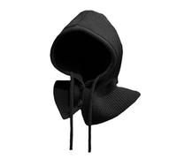 BSITSSS Knitted Hat With Scarf 2 in 1, Thickened Thermal Balaclava Hood, Lightweight Hooded Beanie, Fashion Winter Hats for Women (Black)