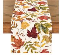 BSITSSS Leaves Autumn Table Runner, AutumnTableRunner with Leaves Fashion Print Seasonal, Table Runners for Dining Table Fall-Autumn Decor, Autumn Table Decorations 33*183CM