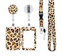 BSITSSS Leopard Print Lanyard with Detachable Card Holder, Waterproof Badge Holder Neck Strap for Teachers, Nurses, Doctors, Students