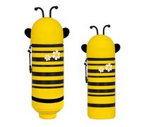 BSITSSS Little Bee Pencil Case 2 in 1, Kawaii Pen Case Soft Silicone, Cute Yellow Bee Table Pen Holder Pouch Pencilcase with Zipper for School Students Teens Girls Boys