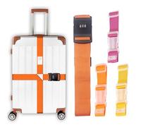 BSITSSS Luggage Straps, Orange Suitcase Strap With Lock, Adjustable Lockable Luggage Belts Strap With 3 PCS Hanging Buckle Straps for Suitcase Baggage Travel Case