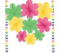 BSITSSS Paper Flowers Decorations, Multi-Color Hanging Paper Fans, Fiesta Bunting for Wedding Birthday Tea Party Decorations