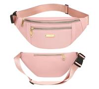 BSITSSS Pink Bum Bag, Large Bumbag for Women Men, Three Zipper Bum Bags, Fashion Adjustable Belt Fanny Pack, Cross Body Bumbags, Festival Travel Waist Bag for Outdoors,Running,Walking Hiking