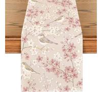 BSITSSS Pink Table Runner 183 x 33cm, Flower Birds Table Runners for Dining Tables, Tables Decor Sakura Robin for Home Dining Wedding Birthday Holiday Party Decor
