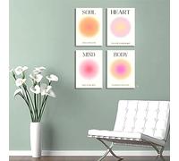 BSITSSS Retro Gradient Positive Aura Wall Art Decor Set of 4, Aura Poster for Room Aesthetic, Wall Art Posters for Bedroom Living Room Decor, A4 Canvas Wall Art Pictures Decoration