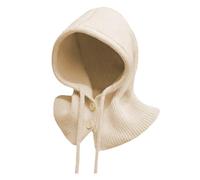 BSITSSS Shawl Knitted Hat with Scarf Attached, Winter Hats for Women Balaclava, Thickened Beanie Hat, Lightweight Hooded Scarf Hat, Fashion Warm Ear Protection Hood Hat Beige