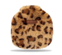 BSITSSS Small Hot Water Bottle with Cover 350ml, Leopard Print Fluffy Fleece Hot Water Bottle, Hotwater Bag for Men & Women Winter Comfort Keeping Hand Feet Warm