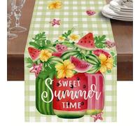 BSITSSS Summer Table Runner, Watermelon Table Runners for Dining Table, 33 x183 cm Seasonal Sweet Summer Kitchen Runner Dining Table Decoration for Home Party Decor