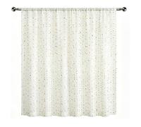 BSITSSS Voile Curtain 100 x 130cm, Window Curtains White with Rainbow Pom-poms, Curtain Panels Window Drapes for Bathroom Living Room Bedroom Office Kitchen Cafe