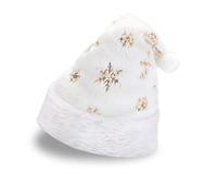 BSITSSS White Furry Santa Hat, Classic Sparkly Christmas Hat, Gold Sequin Santa Claus Hat, Unisex Adults Christmas Hats, Christmas Party Hats for Christmas New Year Party Supplies