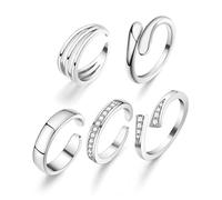 BSJ4U 14k Gold Filled Toe Rings for Women Non Tarnish Adjustable Silver Toe Ring Simple Hug CZ Triple Open Band Ring Summer Beach Toe Jewelry for Women Sexy, Stainless Steel, Cubic Zirconia