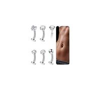 BSJ4U 5 Pcs Titanium Floating Belly Button Rings 14G Hypoallergenic Belly Rings for Women 8mm/10mm/12mm/14mm Internally Threaded Flat Navel Belly Piercing Jewelry, 8mm, cubic-zirconia