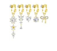 BSJ4U Fake Belly Button Piercing for Women Clip on Belly Button Rings Gold Plated Pink Round Heart Cubic Zirconia Butterfly Flower Bow Fake Belly Piercing Fake Belly Ring, Gold Rhinestone