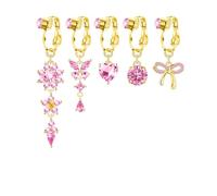 BSJ4U Fake Belly Button Piercing for Women Clip on Belly Button Rings Gold Plated Pink Round Heart Cubic Zirconia Butterfly Flower Bow Fake Belly Piercing Fake Belly Ring, Copper, cubic-zirconia