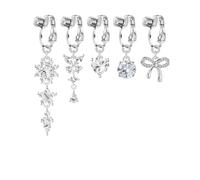 BSJ4U Fake Belly Button Piercing for Women Clip on Belly Button Rings Gold Plated Pink Round Heart Cubic Zirconia Butterfly Flower Bow Fake Belly Piercing Fake Belly Ring, cubic-zirconia