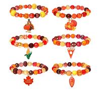 BSJELL 5 Pack Beaded Bracelet Stackable Christmas Thanksgiving St. Patrick’s Day Valentine's Day Beaded Stretch Bracelet Holiday Charm Bracelets Festive Jewelry Gifts for Women, One Size, Plastic, no