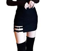 BSJIA Womens Asymmetrical Skirt High Waist Gothic Dance Short Mini Bodycon Skirts, No Shorts Under, M