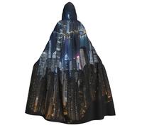 BSKGOHP Aerial Night Of View Hong Kong Print Adult Hooded Robe Cloak Men Women Halloween For Cape Cosplay Costume