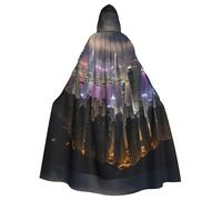 BSKGOHP Aerial Night Of View Hong Kong Print Adult Wizard Hooded Cloaks Robe Cosplay Outfit Are Suitable For The Halloween Carnival