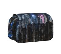 BSKGOHP Aerial Night Of View Hong Kong Print Double Layer Pen Pencil Case Protective Large Capacity Storage Organizer