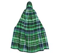 BSKGOHP Blue And Green Scottish Tartan Print Adult Wizard Hooded Cloaks Robe Cosplay Outfit Are Suitable For The Halloween Carnival