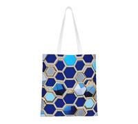 BSKGOHP Blue Hexagons And Diamond Print Tote Bag For Women Bag For Beach Travel Work And Grocery Shopping