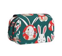 BSKGOHP Bunny Rabbits Print Double Layer Pen Pencil Case Protective Large Capacity Storage Organizer