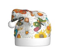 BSKGOHP Butterfly Daisy Print Christmas Hat Adult Women Men Warm Festive Holiday Party Indoor Outdoor Winter