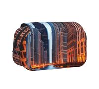 BSKGOHP Chicago Illinois Usa Print Double Layer Pen Pencil Case Protective Large Capacity Storage Organizer