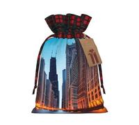 BSKGOHP Chicago Illinois Usa Print Reusable Drawstring Bag Cotton Cloth Gift For Presents Party Favors Retail Samples