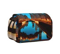 BSKGOHP Chicago Reflected Print Double Layer Pen Pencil Case Protective Large Capacity Storage Organizer