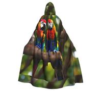 BSKGOHP Colorful Parrots On Tree Print Adult Wizard Hooded Cloaks Robe Cosplay Outfit Are Suitable For The Halloween Carnival