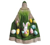 BSKGOHP Easter Egg Bunny Grass Wooden Print Adult Wizard Hooded Cloaks Robe Cosplay Outfit Are Suitable For The Halloween Carnival
