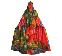 BSKGOHP Fall Red Leaves And Fruits Print Adult Wizard Hooded Cloaks Robe Cosplay Outfit Are Suitable For The Halloween Carnival